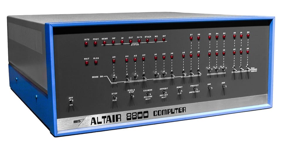 The Altair 8800: a box with red lights and switches on its front.