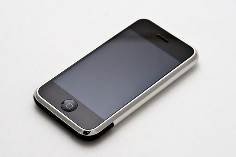 The first iPhone, its front almost all screen.